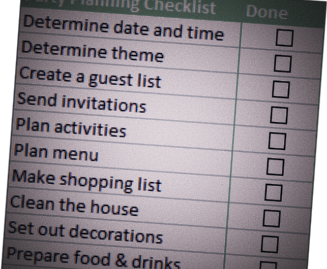 Capture d'écran d'une to-do list à cocher
